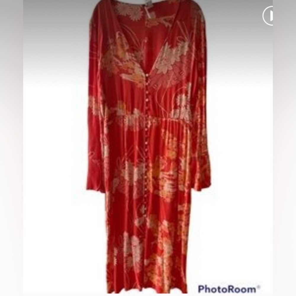 Free People Button-Down Dress L | Boho dress L | Romantic dress L | orangish red